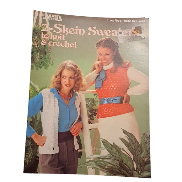 Leisure arts 2-skein sweaters to knit crochet - Picture 1 of 2
